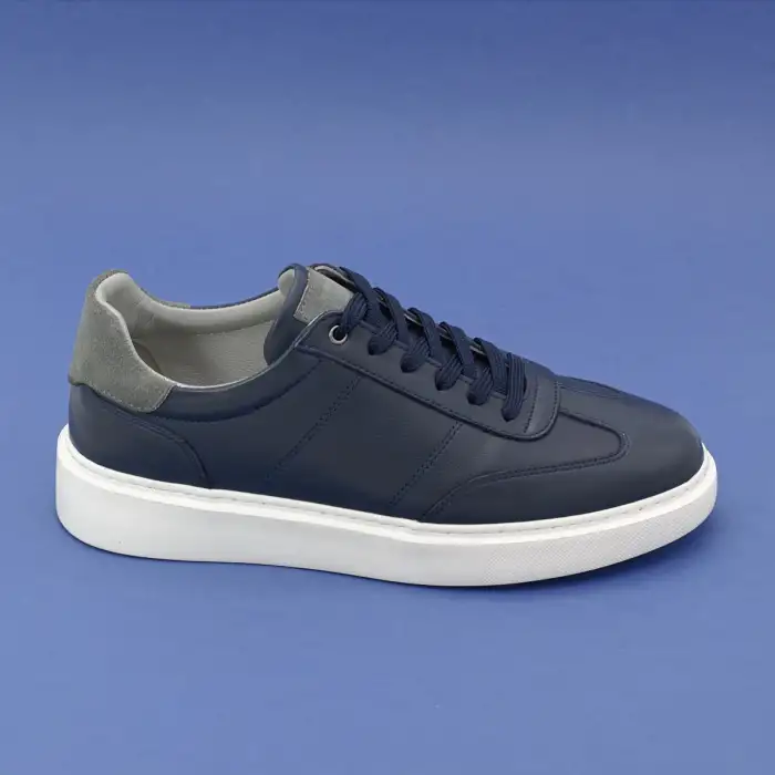 SRK 31252 Hakiki Deri Lacivert Spor Klasik Erkek Ayakkabı Beyaz Taban