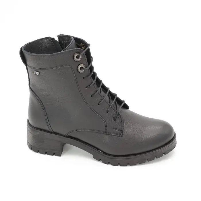 SRK 3680 Hakiki Deri Günlük Bayan Bot Siyah