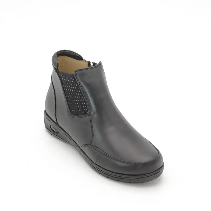 SRK 42757 Hakiki Deri Günlük Bayan Bot Siyah