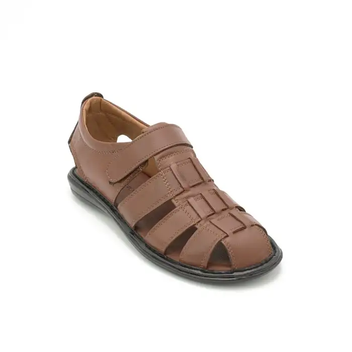 SRK 8520 Hakiki Deri Erkek Sandalet Taba