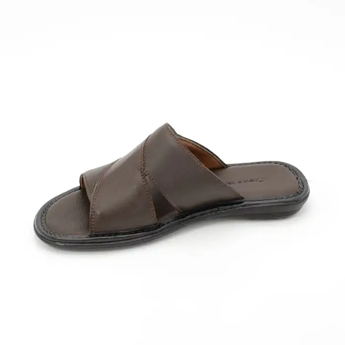 SRK 8523 Hakiki Deri Erkek Terlik Kahve