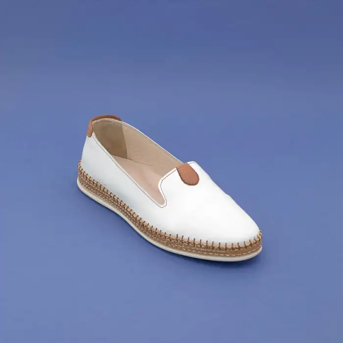 SYG P01 Hakiki Deri  Bayan Babet Beyaz