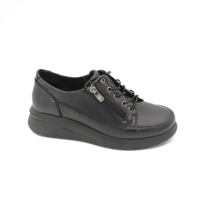 WLD 505 Hakiki Deri  Bayan Ayakkabı Siyah