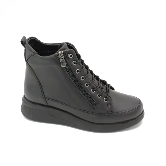 WLD 710 Hakiki Deri Comfort Bayan Bot Siyah