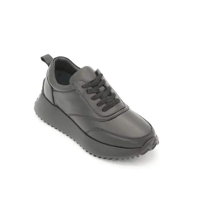 ZRX 902   Hakiki Deri Günlük Bayan Ayakkabı Siyah