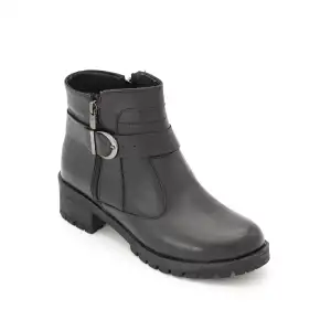 824 MRK Hakiki Deri Bayan Bot Siyah