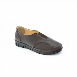 7771 Pepita Hakiki Deri Comford Bayan Ayakkabı Kahve