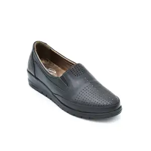 7914 Pepita Hakiki Deri Comford Bayan Ayakkabı Siyah