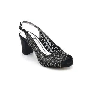 4989 Abiye Bayan Ayakkabı Siyah 7 cm