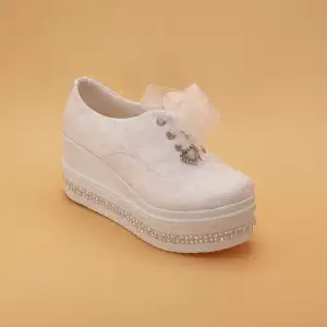 Gelin Ayakkabı 8 cm Güpürlü Taşlı