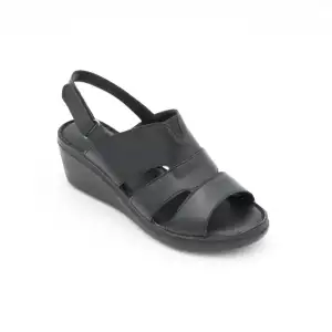 01 YVZ Hakiki Deri Bayan Sandalet Siyah