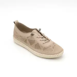 7892 Pepita Hakiki Deri Comford Bayan Ayakkabı Bej
