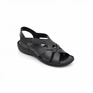 412 NDR Hakiki Deri Bayan Sandalet Siyah