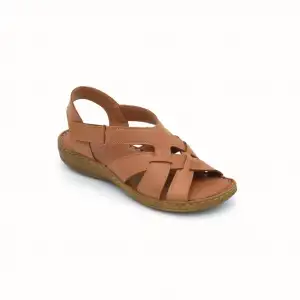 412 NDR Hakiki Deri Bayan Sandalet Taba