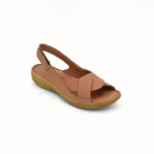 411 NDR Hakiki Deri Bayan Sandalet Taba