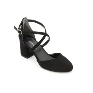 301 BNO Çapraz Bantlı Bayan Ayakkabı Siyah Süet