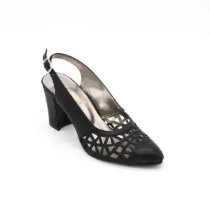 1110 EMN Abiye Bayan Ayakkabı Siyah Yaldız 8cm