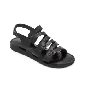 238 CRM Hakiki Deri Bayan Sandalet Siyah