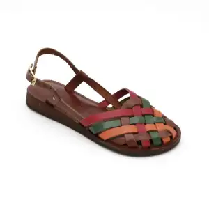 71 CRM Hakiki Deri Bayan Sandalet Multi Örgü