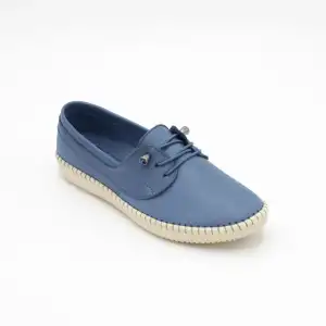 7351 Pepita Hakiki Deri Comford Bayan Ayakkabı Mavi