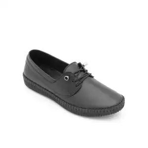 7351 Pepita Hakiki Deri Comford Bayan Ayakkabı Siyah