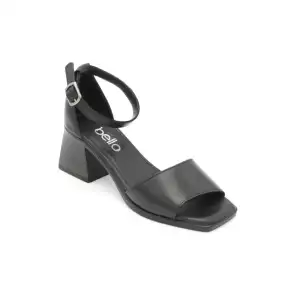 454 BLL Hakiki Deri Bayan Sandalet Siyah