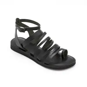 161 CRM Hakiki Deri Bayan Sandalet Siyah