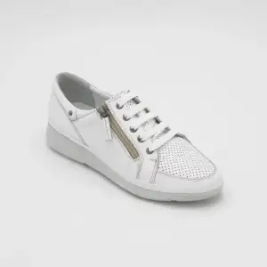 631 Ola Hakiki Deri Fermuarlı Bayan Ayakkabı Beyaz