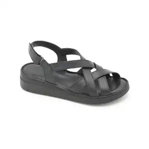 12 ASY Hakiki Deri Bayan Sandalet Siyah