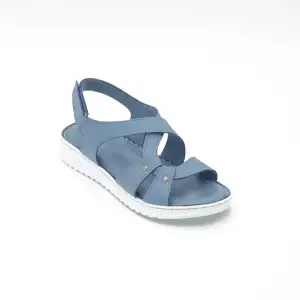 208 ASY Hakiki Deri Bayan Sandalet Mavi