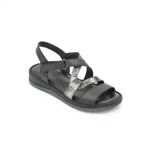 732 ASY Hakiki Deri Bayan Sandalet Siyah