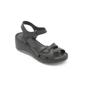 246 ASY Hakiki Deri Bayan Sandalet Siyah