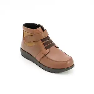 305 PTK Hakiki Deri Comford Cırtlı Bayan Bot Taba