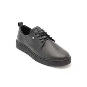 5392 Pepita Hakiki Deri Kışlık Erkek Ayakkabı Siyah