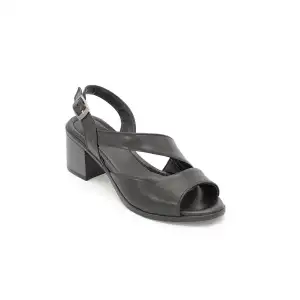 4611 BLL Hakiki Deri Bayan Sandalet Siyah