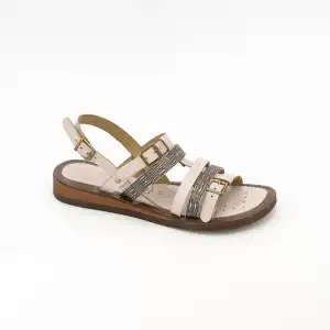 HSN Hakiki Deri Bayan Sandalet Bej-Kahve