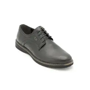 032 ANT Hakiki Deri Erkek Ayakkabı Siyah Düz