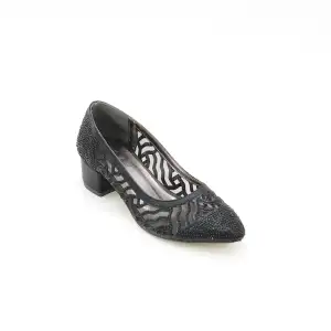 GRB Klasik Bayan Ayakkabı Desen Siyah Kısa