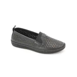 7819 Pepita Hakiki Deri Comford Bayan Ayakkabı Siyah