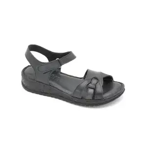 23 YVZ Hakiki Deri Bayan Sandalet Siyah