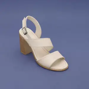 428 EST Hakiki Deri Topuklu Bayan Sandalet Bej