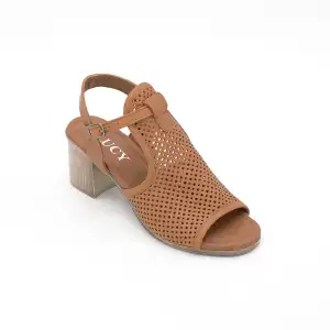 804 ALT Hakiki Deri Bayan Sandalet Taba