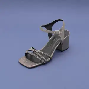 779 BNO Bantlı Bayan Ayakkabı 6 cm Platin