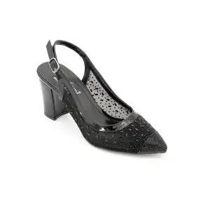 145 HLO Abiye Bayan Ayakkabı Siyah 8 cm