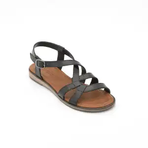 1491 BLT Hakiki Deri Bayan Sandalet Siyah