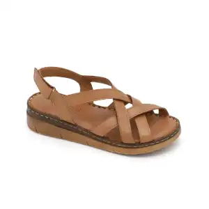 12 ASY Hakiki Deri Bayan Sandalet Taba