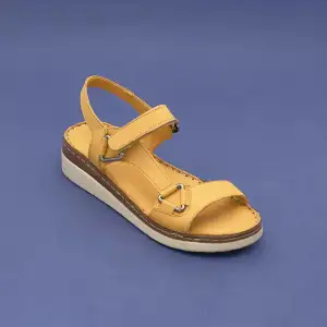 607 ASY Hakiki Deri Bayan Sandalet Hardal