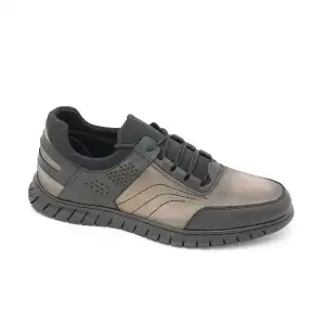 AFL 1984 Hakiki Deri Erkek Ayakkabı Siyah-Vizon