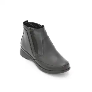 404 PTK Hakiki Deri Comfort Bayan Bot Siyah