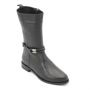 2135 Metin Hakiki Deri Bayan Bot Siyah